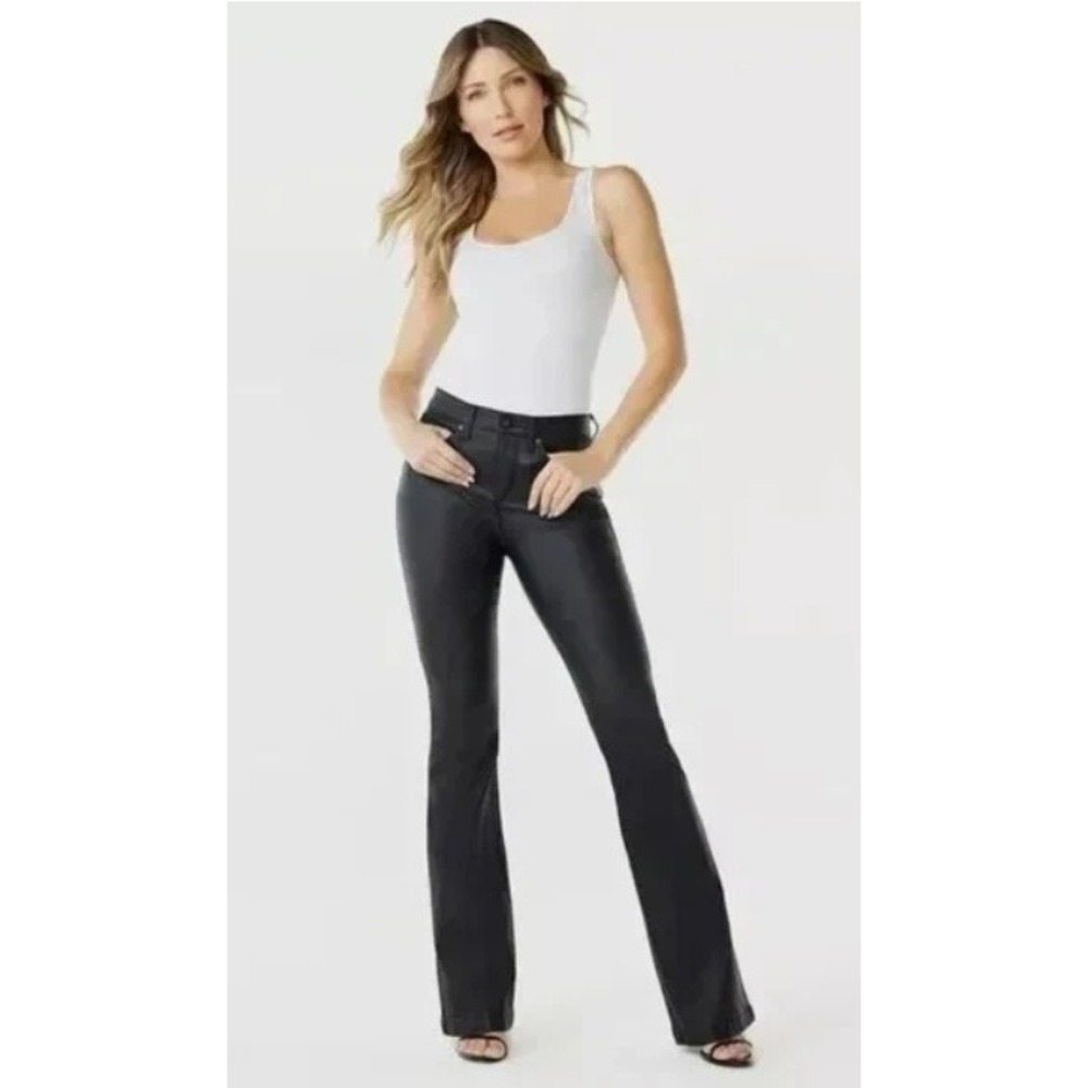 Sofia Vergara Melisa Flare Faux Leather Pants Women's Moto 18 Black Stretchโ